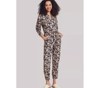 Faherty Savoie Floral Linen Ecovero Long Sleeve Floral Jumpsuit Medium